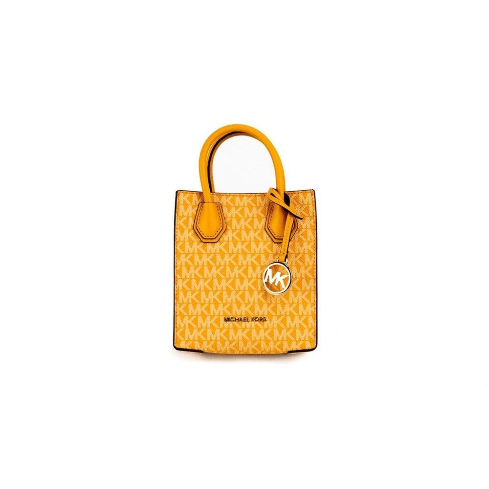 NEW Michael Kors Mercer North South Shopper Crossbody Bag Yellow Signature PVC - Picture 10 of 11